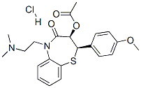(2R-cis)-3-acetoxy-5-[2-(dimethylamino)ethyl]-2,3-dihydro-2-(4-methoxyphenyl)-1,5-benzothiazepin-4(5H)-one monohydrochloride Struktur