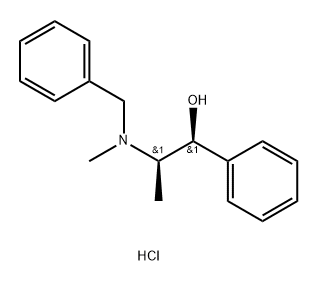 (R*,S*)-(.+-)alpha-[1-(methylbenzylamino)ethyl]benzyl alcohol hydrochloride Struktur