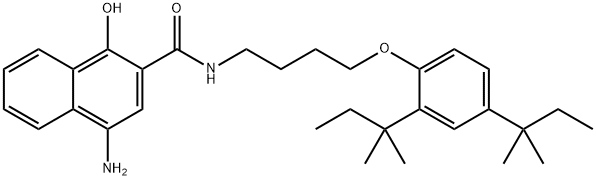 4-アミノ-N-[4-[2,4-ビス(1,1-ジメチルプロピル)フェノキシ]ブチル]-1-ヒドロキシ-2-ナフタレンカルボアミド 化学構造式