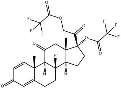 17,21-Dihydroxypregna-1,4-diene-3,11,20-trione bis(trifluoroacetate) Struktur