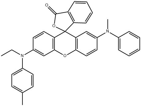 6'-[ethyl(p-tolyl)amino]-2'-(methylphenylamino)spiro[isobenzofuran-1(3H),9'-[9H]xanthene]-3-one Struktur