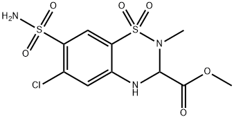 6-クロロ-3,4-ジヒドロ-2-メチル-7-スルファモイル-2H-1,2,4-ベンゾチアジアジン-3-カルボン酸1,1-ジオキシドメチル 化学構造式