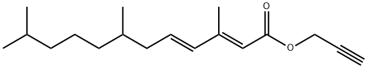 (2E,4E)-3,7,11-トリメチルドデカ-2,4-ジエン酸2-プロピニル 化学構造式
