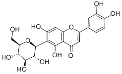 3',4',5,7-テトラヒドロキシ-6-β-D-グルコピラノシルフラボン 化学構造式