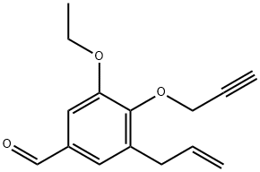 3-アリル-5-エトキシ-4-(2-プロピン-1-イルオキシ)ベンズアルデヒド 化学構造式