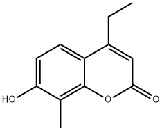 4-エチル-7-ヒドロキシ-8-メチル-2H-クロメン-2-オン 化学構造式
