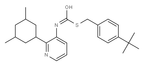O-(3,5-Dimethylcyclohexyl) S-((4-(1,1-dimethylethyl)phenyl)methyl)-3-pyridinylcarbonimidodithioate 结构式