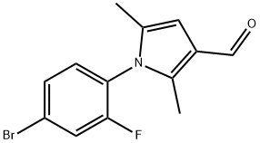 1-(4-ブロモ-2-フルオロフェニル)-2,5-ジメチル-1H-ピロール-3-カルブアルデヒド 化学構造式