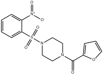 呋喃-2-基(4-((2-硝基苯基)磺酰基)哌嗪-1-基)甲酮 结构式