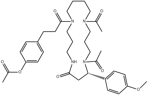 (8S)-9,13-Diacetyl-1-[3-[4-(acetyloxy)phenyl]-1-oxopropyl]-8-(4-methoxyphenyl)-1,5,9,13-tetraazacyploheptadecan-6-one Structure