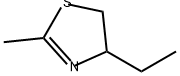 2-メチル-4-エチルチアゾリン 化学構造式