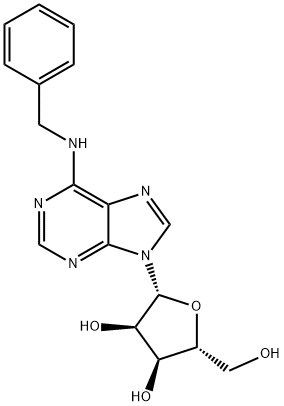 6-(ベンジルアミノ)-9-(β-D-リボフラノシル)-9H-プリン 化学構造式