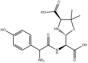(4S)-2-(((R)-2-Amino-2-(4-hydroxyphenyl)acetamido)(carboxy)-methyl)-5,5-dimethylthiazolidine-4 Structure