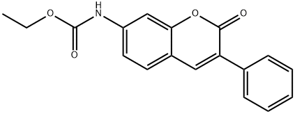 (2-Oxo-3-phenyl-2H-1-benzopyran-7-yl)carbamic acid ethyl ester Structure