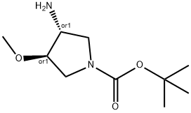 反式-3-氨基-4-甲氧基吡咯烷-1-甲酸叔丁酯 结构式