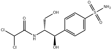 (1R,2R)-1-[4-(アミノスルホニル)フェニル]-2-(ジクロロアセチルアミノ)-1,3-プロパンジオール 化学構造式