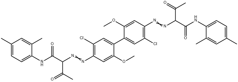 2,2'-[(5,5'-Dichloro-2,2'-dimethoxy[1,1'-biphenyl]-4,4'-diyl)bis(azo)]bis[N-(2,4-dimethylphenyl)-3-oxobutanamide] 结构式