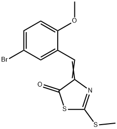 (4Z)-4-(5-ブロモ-2-メトキシベンジリデン)-2-(メチルチオ)-1,3-チアゾール-5(4H)-オン 化学構造式