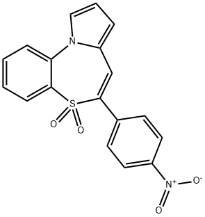 6-(p-ニトロフェニル)ピロロ[2,1-d][1,5]ベンゾチアゼピン5,5-ジオキシド 化学構造式