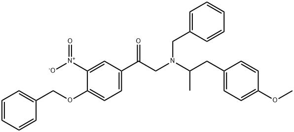 Ethanone, 2-[[2-(4-Methoxyphenyl)-1-Methylethyl](phenylMethyl)aMino]-1-[3-nitro-4-(phenylMethoxy)phenyl]- Structure