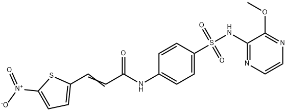 N-[4-[[(3-甲氧基吡嗪基)氨基]磺酰基]苯基]-3-(5-硝基-2-噻吩基)-2-丙烯酰胺, 432531-71-0, 结构式