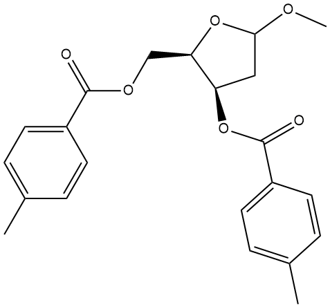 メチル2-デオキシ-3,5-ジ-O-トルオイル-D-リボフラノシド 化学構造式