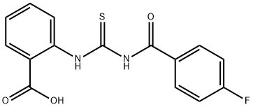 2-[[[(4-FLUOROBENZOYL)AMINO]THIOXOMETHYL]AMINO]-BENZOIC ACID Struktur