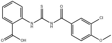 2-[[[(3-CHLORO-4-METHOXYBENZOYL)AMINO]THIOXOMETHYL]AMINO]-BENZOIC ACID 结构式