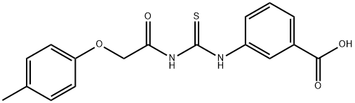 3-[[[[(4-METHYLPHENOXY)ACETYL]AMINO]THIOXOMETHYL]AMINO]-BENZOIC ACID 结构式