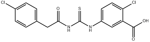 2-CHLORO-5-[[[[(4-CHLOROPHENYL)ACETYL]AMINO]THIOXOMETHYL]AMINO]-BENZOIC ACID 结构式