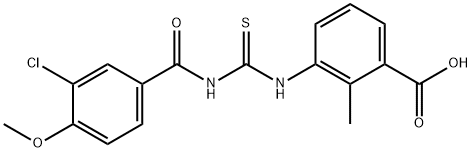 BENZOIC ACID, 3-[[[(3-CHLORO-4-METHOXYBENZOYL)AMINO]THIOXOMETHYL]AMINO]-2-METHYL Structure