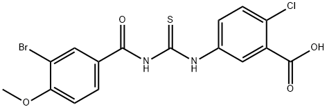 5-[[[(3-BROMO-4-METHOXYBENZOYL)AMINO]THIOXOMETHYL]AMINO]-2-CHLORO-BENZOIC ACID Structure