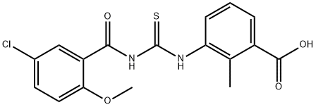 3-[[[(5-CHLORO-2-METHOXYBENZOYL)AMINO]THIOXOMETHYL]AMINO]-2-METHYL-BENZOIC ACID Structure