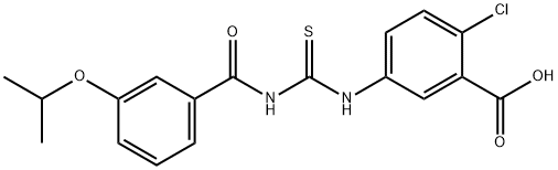 2-CHLORO-5-[[[[3-(1-METHYLETHOXY)BENZOYL]AMINO]THIOXOMETHYL]AMINO]-BENZOIC ACID Struktur