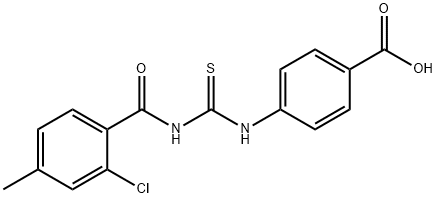 4-[[[(2-CHLORO-4-METHYLBENZOYL)AMINO]THIOXOMETHYL]AMINO]-BENZOIC ACID 结构式