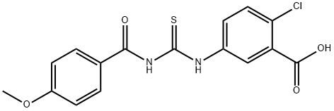 BENZOIC ACID, 2-CHLORO-5-[[[(4-METHOXYBENZOYL)AMINO]THIOXOMETHYL]AMINO] 结构式