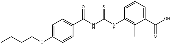 3-[[[(4-BUTOXYBENZOYL)AMINO]THIOXOMETHYL]AMINO]-2-METHYL-BENZOIC ACID 结构式