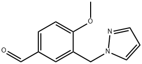 4-メトキシ-3-(1H-ピラゾール-1-イルメチル)ベンズアルデヒド 化学構造式