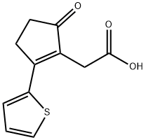 [5-オキソ-2-(2-チエニル)シクロペント-1-エン-1-イル]酢酸 化学構造式