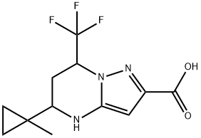 5-(1-甲基-环丙基)-7-三氟甲基-4,5,6,7-四氢-吡唑并[1,5-A]嘧啶-2-羧酸, 436088-54-9, 结构式