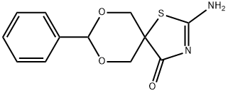 2-氨基-8-苯基-7,9-二氧-1-硫杂-3-氮杂螺[4.5]癸-2-烯-4-酮 结构式