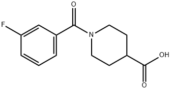 1-(3-フルオロベンゾイル)ピペリジン-4-カルボン酸 化学構造式