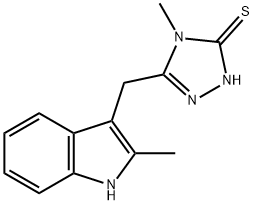 4-メチル-5-(2-メチル-1H-インドール-3-イルメチル)-2,4-ジヒドロ-[1,2,4]トリアゾール-3-チオン 化学構造式