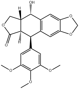 (5R)-5β-(3,4,5-Trimethoxyphenyl)-7α-(hydroxymethyl)-8α-hydroxy-5,6,7,8-tetrahydronaphtho[2,3-d]-1,3-dioxole-6β-carboxylic acid 6,7-lactone Struktur