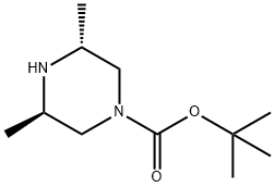 (3R,5R)-3,5-ジメチル-1-ピペラジンカルボン酸1,1-ジメチルエチルエステル 化学構造式
