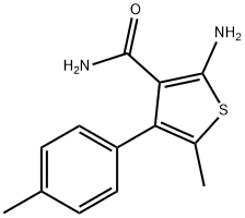 2-アミノ-5-メチル-4-(4-メチルフェニル)チオフェン-3-カルボキサミド 化学構造式