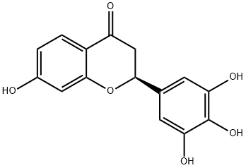 (S)-2,3-ジヒドロ-7-ヒドロキシ-2-(3,4,5-トリヒドロキシフェニル)-4H-1-ベンゾピラン-4-オン 化学構造式