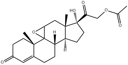 21-乙酰氧基-9Β,11Β-环氧-17Α-羟基孕甾-4-烯-3,20-二酮, 4383-30-6, 结构式