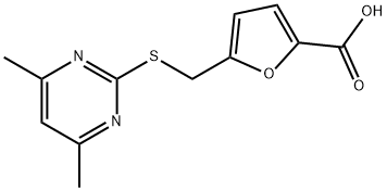 5-{[(4,6-ジメチルピリミジン-2-イル)チオ]メチル}-2-フロ酸 化学構造式