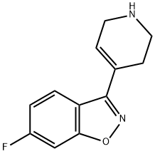 6-フルオロ-3-(1,2,3,6-テトラヒドロ-4-ピリジニル)-1,2-ベンゾイソキサゾール 化学構造式